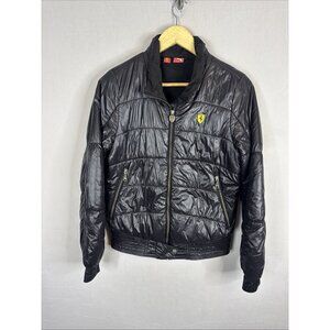 Puma Ferrari Jacket Womens S Black Puffer Quilted Scuderia Full Zip